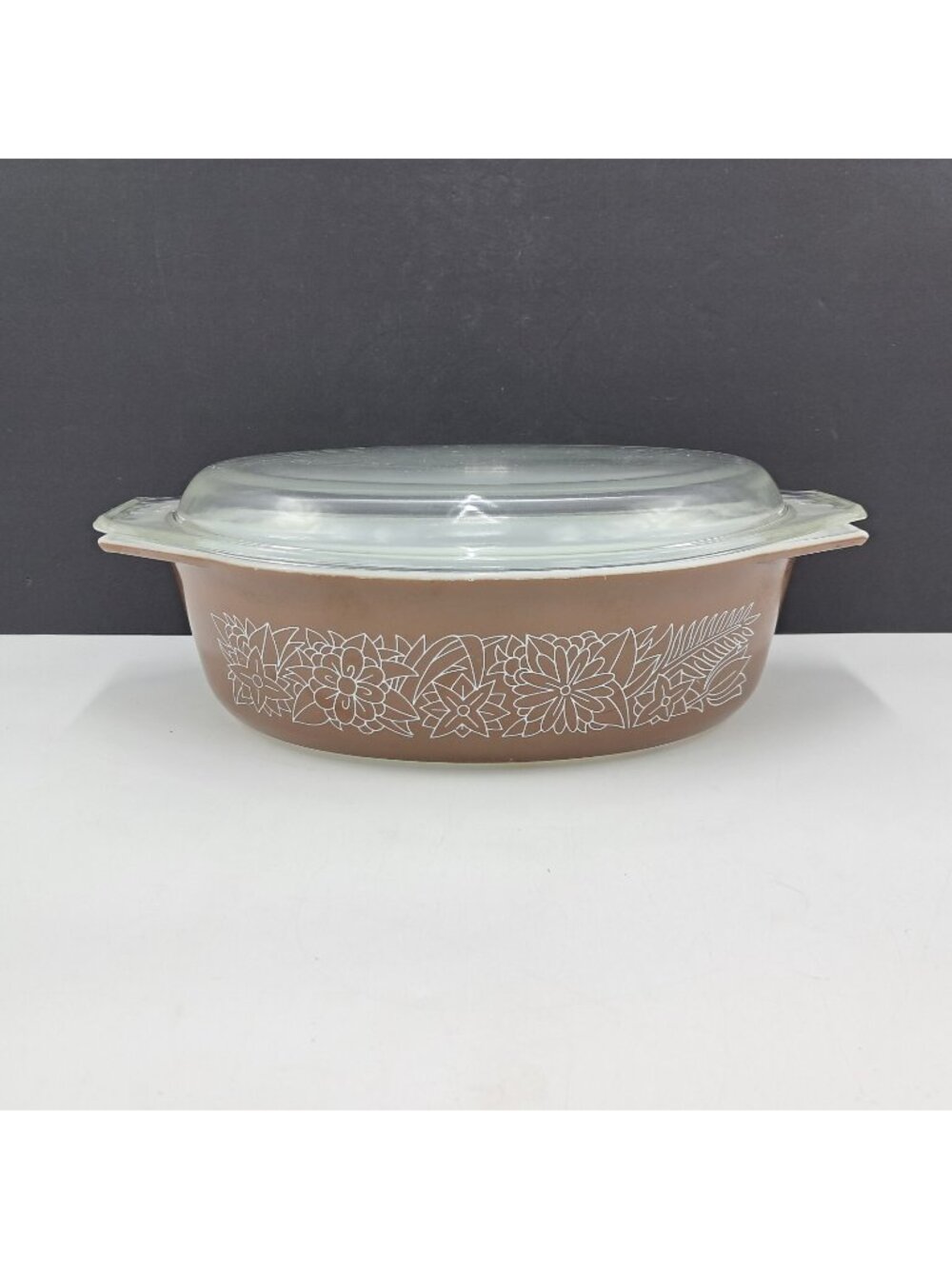 VTG Pyrex Woodland Brown Oval Casserole Dish 2.5 Qt #045 - #945